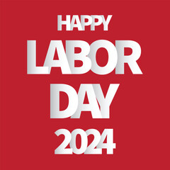 labor day poster. 1st may worker's day banner for social media post. White text on red background.