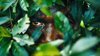 Sentinelese Tribe Member in Dense Jungle Foliage