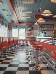 retro 1950s diner interiorchrome accents and vinyl seats