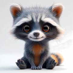 A cute and happy baby racoon 3d illustration