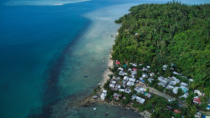 Aerial view Beaches, towns, sunsets in el nido nacpan port barton the Philippines. 