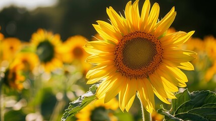 Fototapeta premium Golden Ratio, Sunflower Petals, Natural Symmetry, Blooming Field, Sunny Day, Photography, Golden Hour, Depth of Field Bokeh Effect, Extreme closeup shot