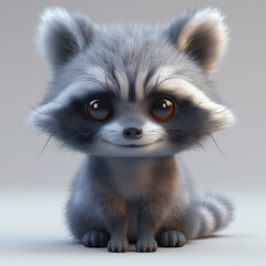 Obraz premium A cute and happy baby racoon 3d illustration
