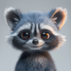 A cute and happy baby racoon 3d illustration