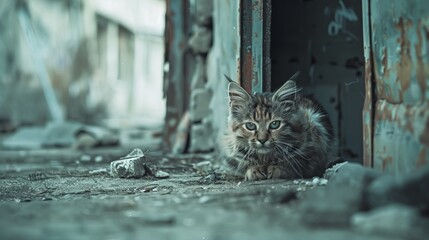 Vulnerable Stray Cat Seeking Shelter