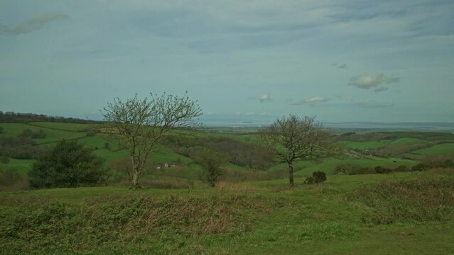 View from Cothelstone Hill towards the Bristol Channel and Hinkley Point, Somerset, England