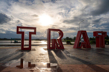 Landscape of  Trat Logo city Thailand in alphabet sign.