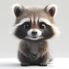 Obraz premium A cute and happy baby racoon 3d illustration