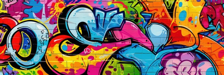 Colorful graffiti artwork on urban wall - Vibrant street art featuring elaborate graffiti with multiple colors and designs, showcasing urban creative expression