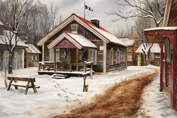 old house in the snow