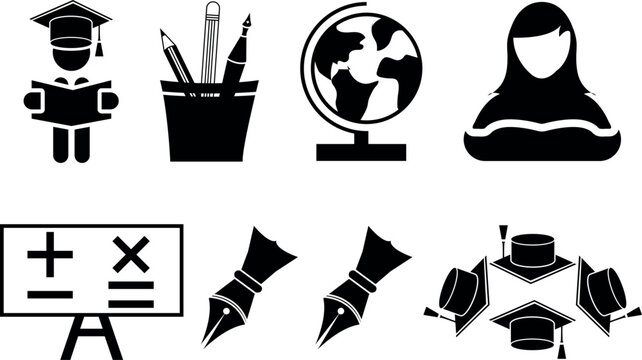 Graduation realistic Education set of web icons vector illustration