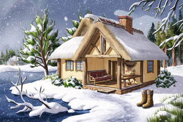 Naklejka premium house in the snow