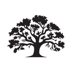 Black Tree icon isolated on white background. Vector Illustration.