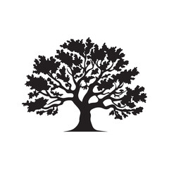Black Tree icon isolated on white background. Vector Illustration.
