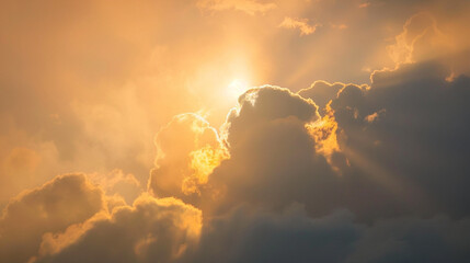 Magical Sunset: Solar Splendor Among Clouds of Twilight Sky.