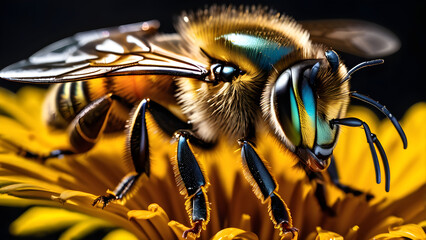 a macro of a honey bee insect 