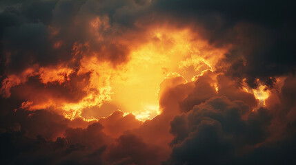 Magical Sunset: Solar Splendor Among Clouds of Twilight Sky. - 783902394