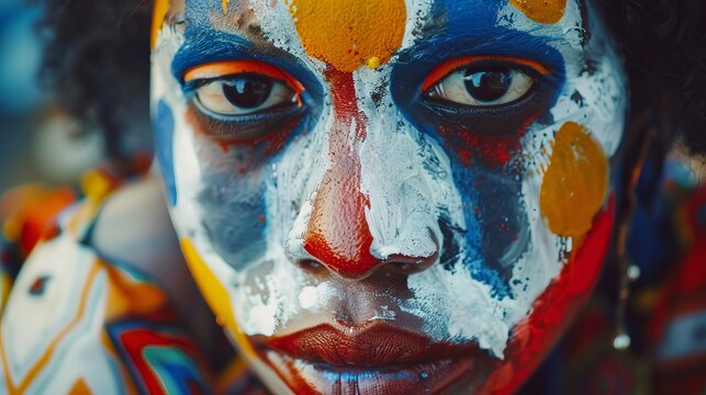 Expressive Portrait with Cultural Face Paint