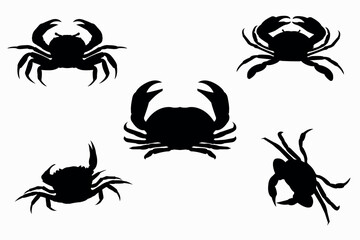 Crab silhouette sea animal. Vector illustration on a white background