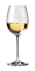 Chardonnay Wine in a Single Glass. Isolated Cut-Out of White Wine Glass on Grey Background. Ideal for Food & Drink Concepts