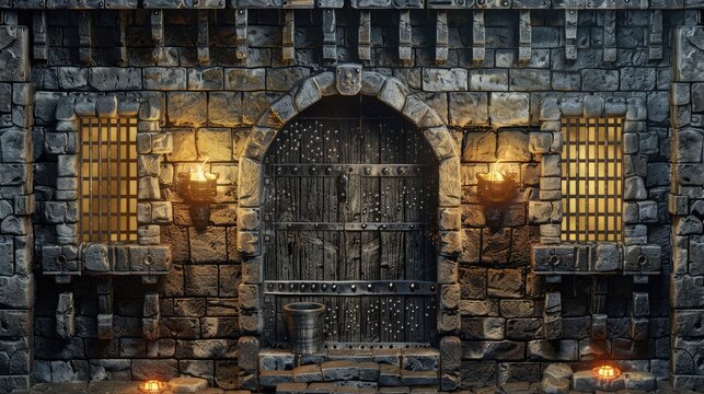 Dungeon Game Asset: Mediaeval Castle Tile Set. Medieval Dungeon Tileset Sprite Sheet for Tiled