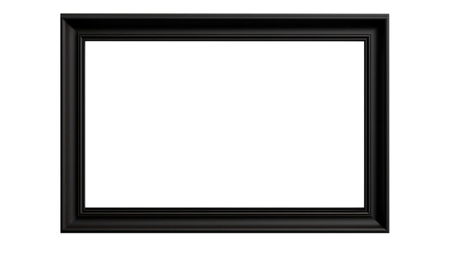 Black landscape picture frame  for use as a border or home décor, png file cut out and isolated on a transparent background, stock illustration image