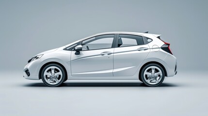 Stylish Silver Hatchback Car Isolated on Studio Background. Compact Auto Automobile