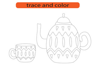 Handwriting practice for kids. Draw lines for kids. Trace and color, coloring. Vector EPS10