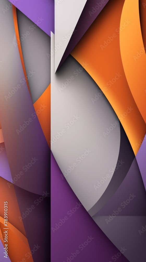 Poster purple-orange vertical abstract background of lines and polygons. ai generative.