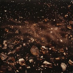 A night sky scene where the stars are shimmering sugar crystals against a dark chocolate galaxy.