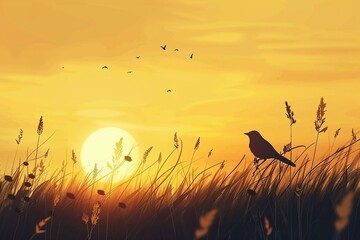 Melodies across the fields at sunrise