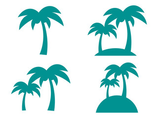 ヤシの木アイコンセット：緑