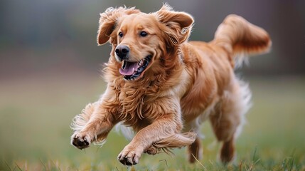 Brown Dog Running in Grass