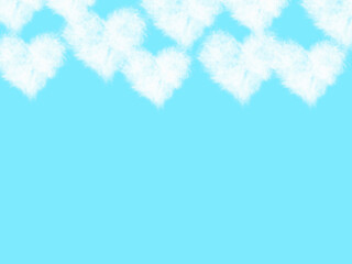 Fototapeta na wymiar ハート雲が浮かぶ空の背景B：水色