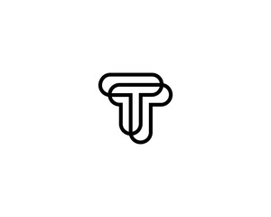 Double T black and white vector logo. Elegant minimalistic letters monogram initials.