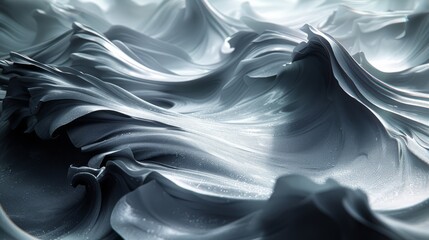   A monochrome image of a white wave atop another monochrome wave against a black background