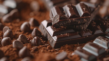 close-up of sweet brown chocolate
