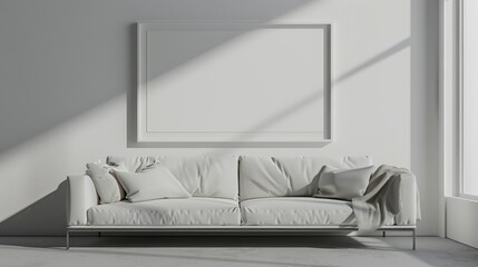 White couch in living room by window