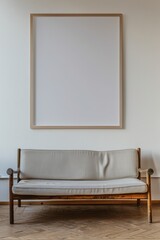 White couch in living room under picture