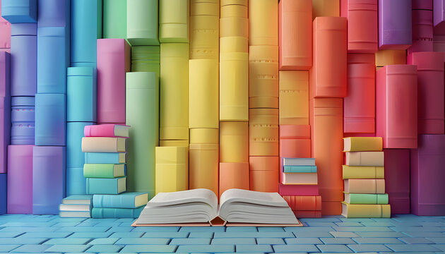 Colorful 3D illustration for World Book Day celebration and promotion, featuring abstract and vibrant background. - Powered by Adobe