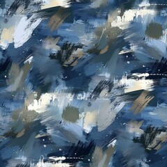 Abstract Blue and Gold Brushstroke Painting Background