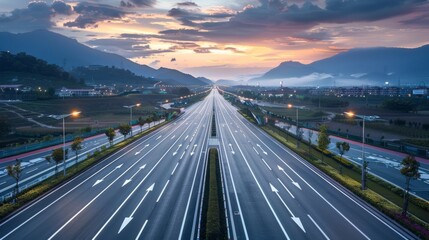 photorealistic highway on town background Generated with Ai tools