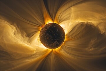 Solar eclipse with the glowing corona visible