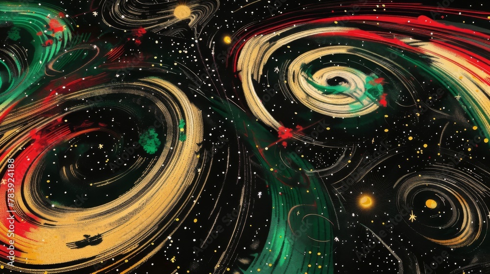 Wall mural cosmic swirls and celestial patterns in vivid space artwork