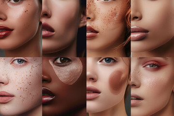 Diverse Beauty Faces Natural Makeup Collage