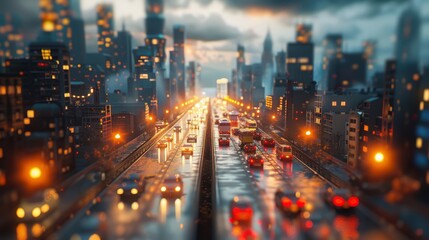 Fototapeta premium photorealistic highway on town background Generated with Ai tools