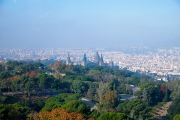 Barcelona cityscape from the top of the mountain