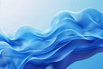 Future Technology: Blue Minimal Wavy Lines Abstraction. Generative Ai