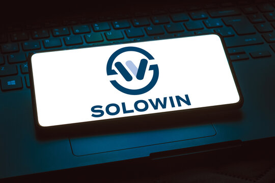 April 13, 2024, Brazil. In this photo illustration, the Solowin Holdings logo is displayed on a smartphone screen.
