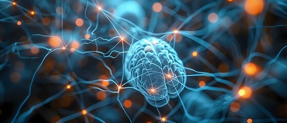 Synaptic Symphony: The Minimalist Harmony of Brain Networks. Concept Neuroscience, Synaptic Connections, Brain Networks, Minimalism - obrazy, fototapety, plakaty
